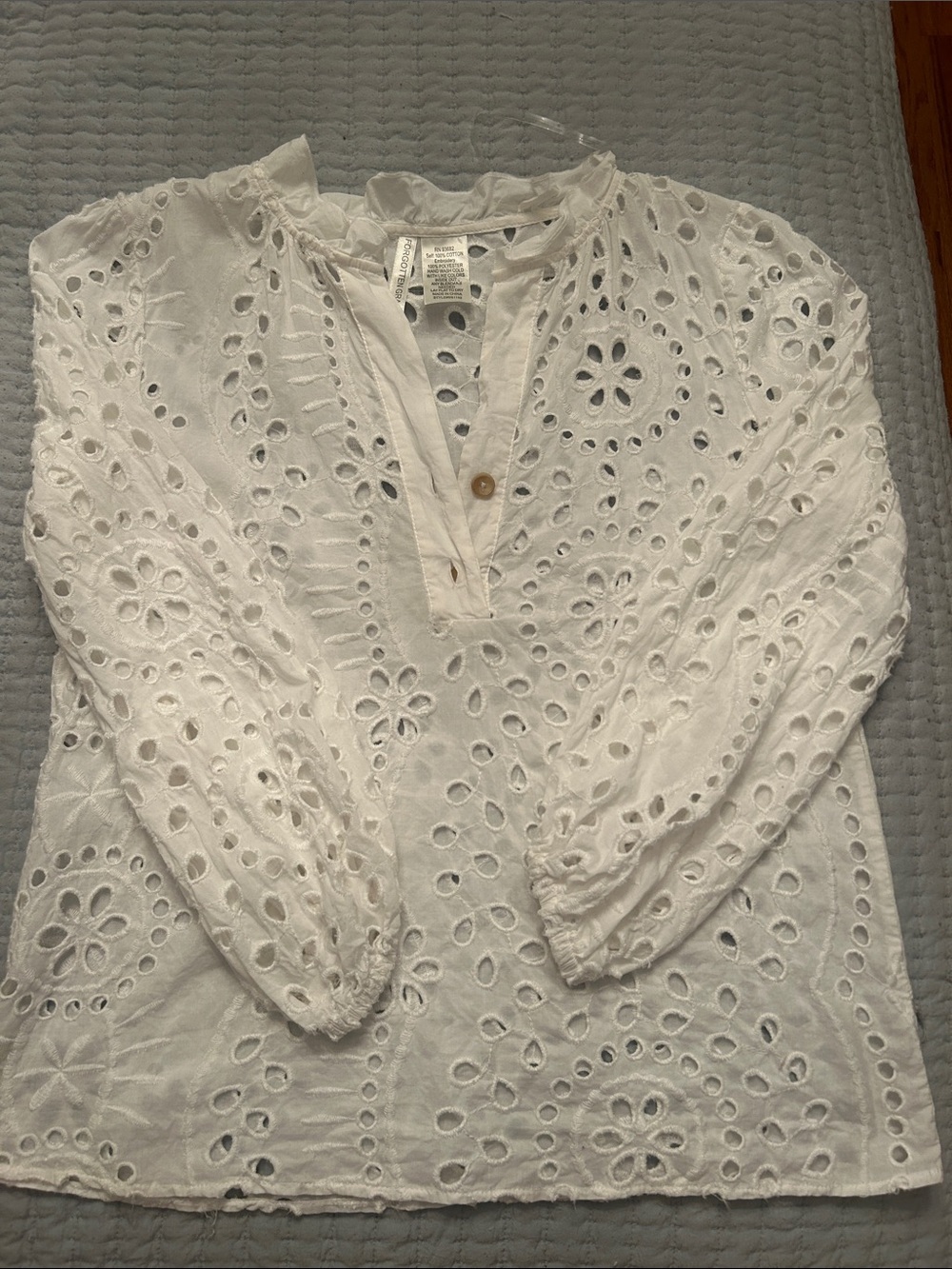 Women's White Eyelet Split-Neck Tunic